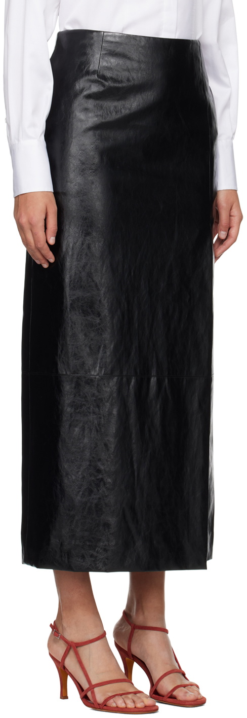 Esse Studios Black Milos Faux-Leather Maxi Skirt