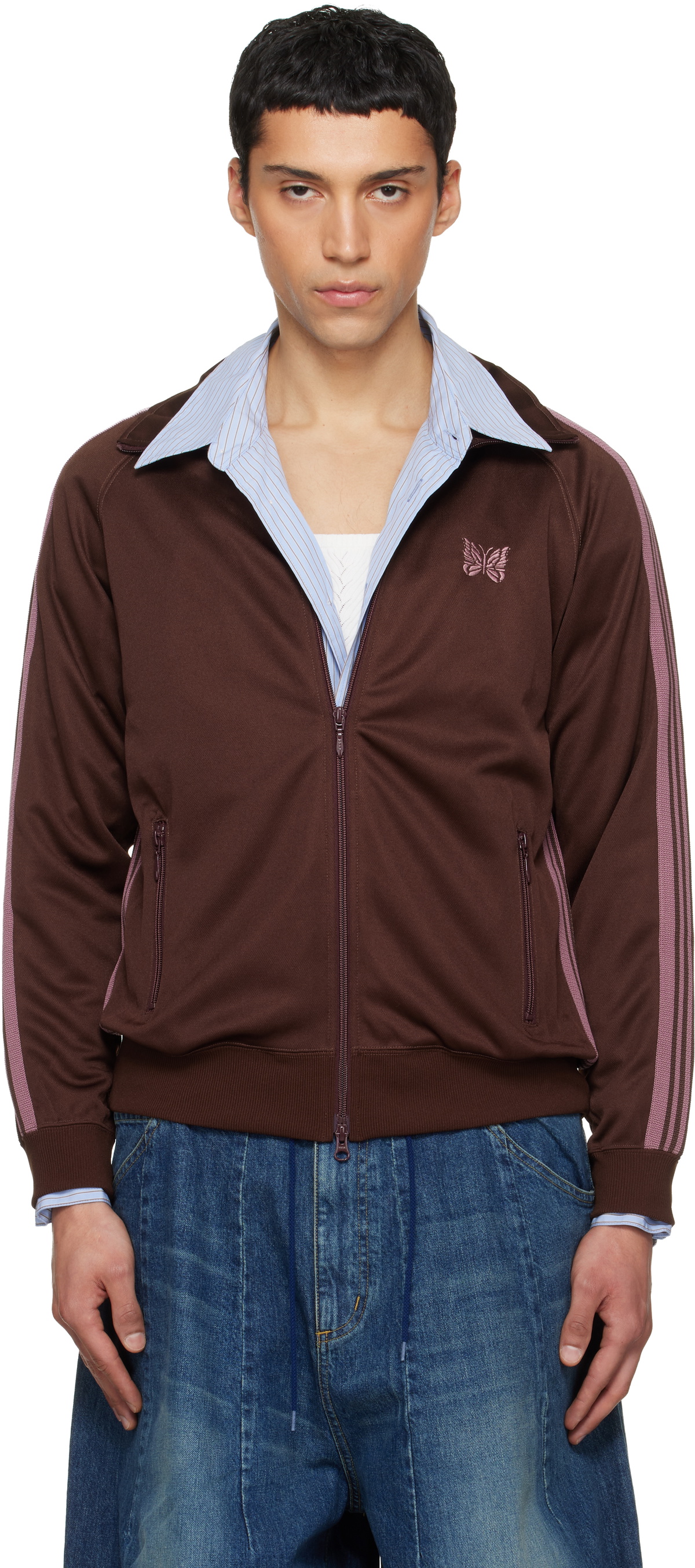 Needles ブラウン ジップアップジャケット S Needles - Track Jacket - Brown - Poly Smooth | Nepenthes New York