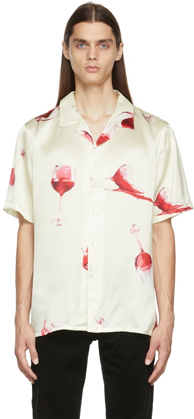 Photo: Nahmias Off-White Silk Fine Wine Short Sleeve Shirt