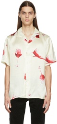 Nahmias Off-White Silk Fine Wine Short Sleeve Shirt