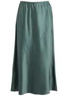 Eileen Fisher Stretch-silk Satin Midi Skirt Dark Blue
