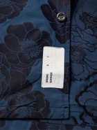 4SDESIGNS - Camp-Collar Fil Coupé Cotton-Jacquard Shirt - Blue