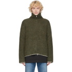 Maison Margiela Green Wool 5 Gauge Zip-Up Sweater