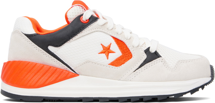 Photo: Converse Off-White & Orange Wave Trainer Low Top Sneakers