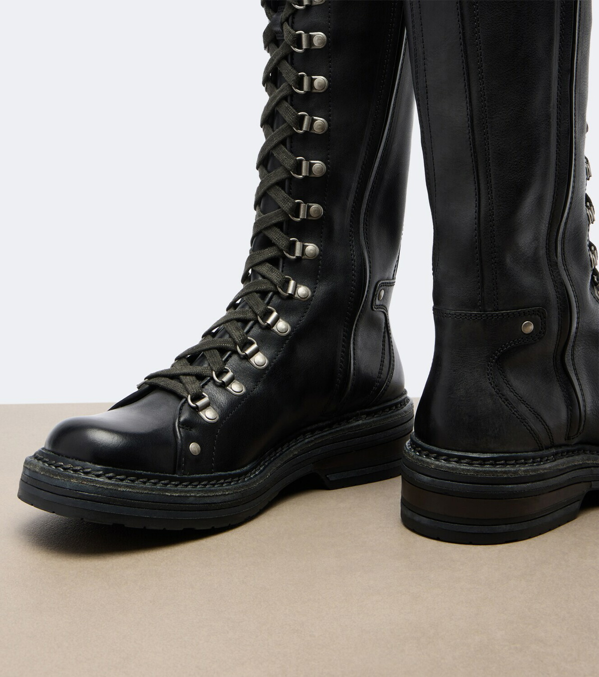 Miu Miu Leather lace-up boots