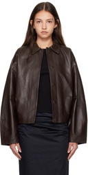 St. Agni Brown Cocoon Leather Jacket