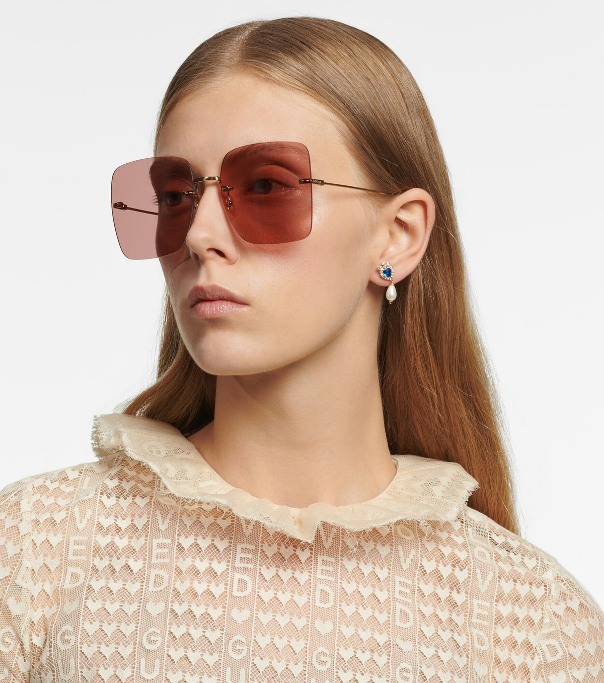 サングラス Gucci Sunglasses GG1088S 001 Oversized Chain Necklace Gucci GG1088S 001 Sunglasses Women's Gold Chain Necklace