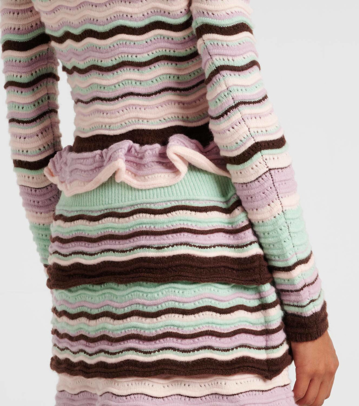 Susan Fang Striped ribbed-knit top
