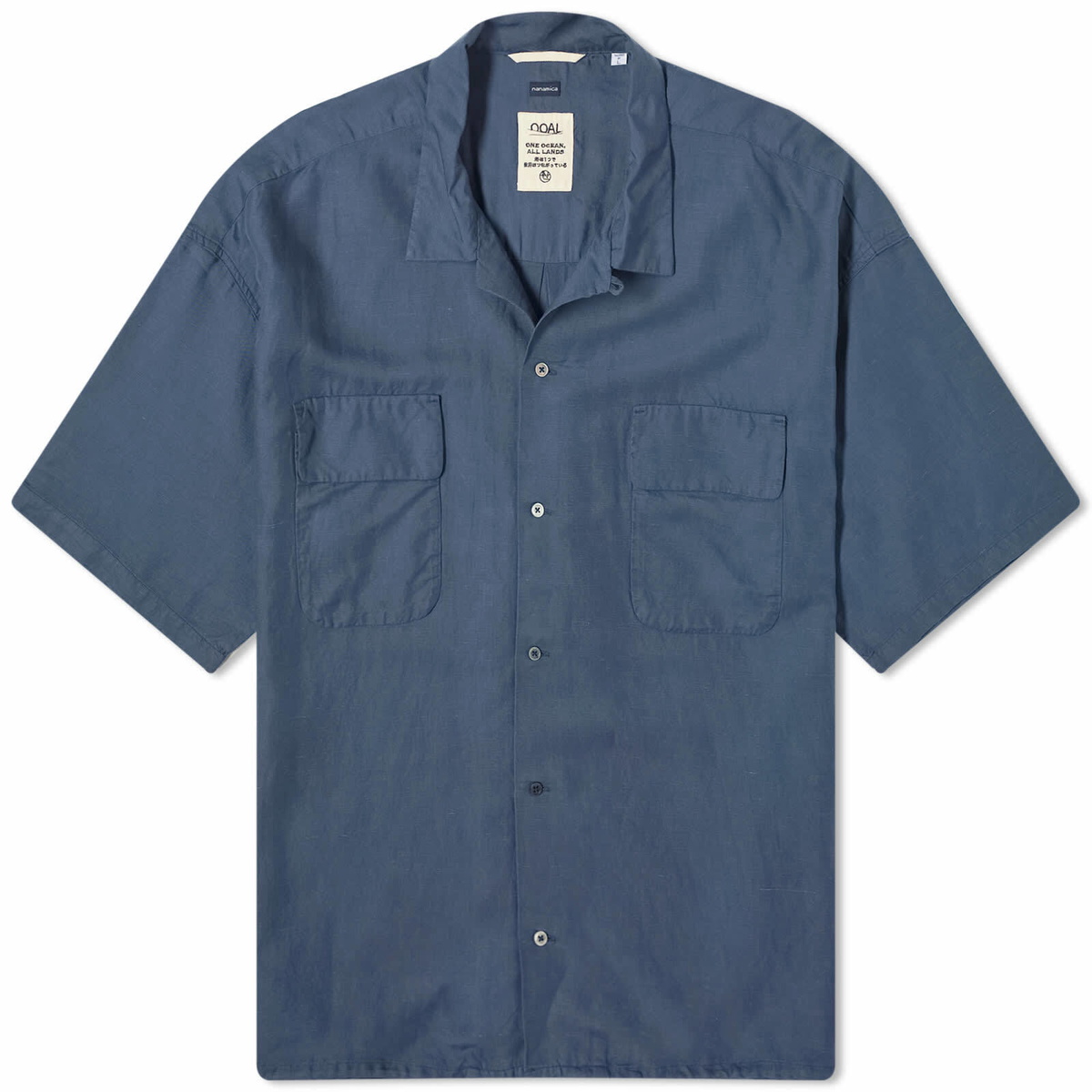 007　nanamica　OPEN COLLAR CUPRA HEMP Nanamica Men's Open Collar Cupra Hemp Shirt in Navy Nanamica