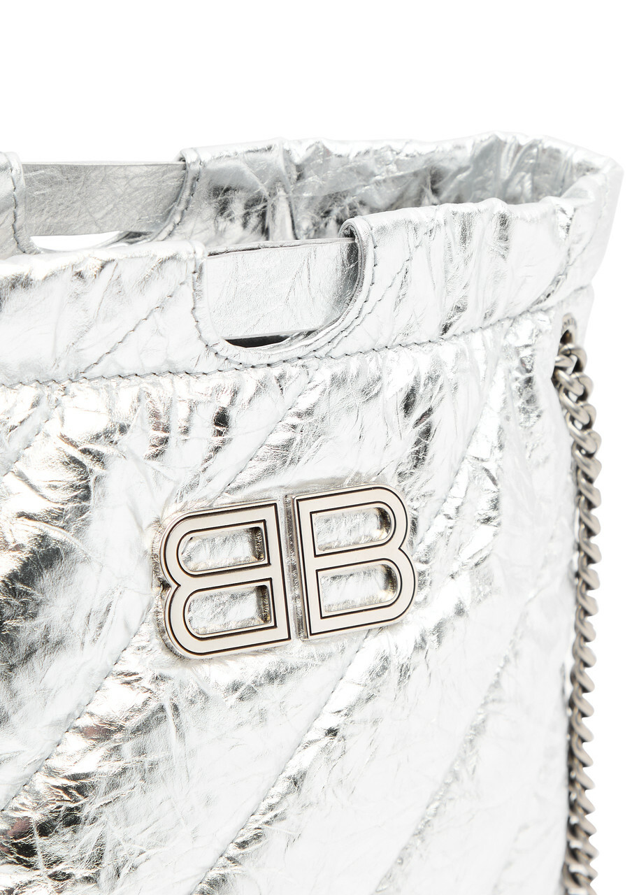 Balenciaga Crush XS Quilted Metallic Leather Tote - Silver