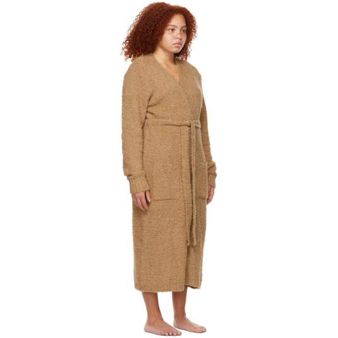 Cozy Knit Bouclé Robe In Camel