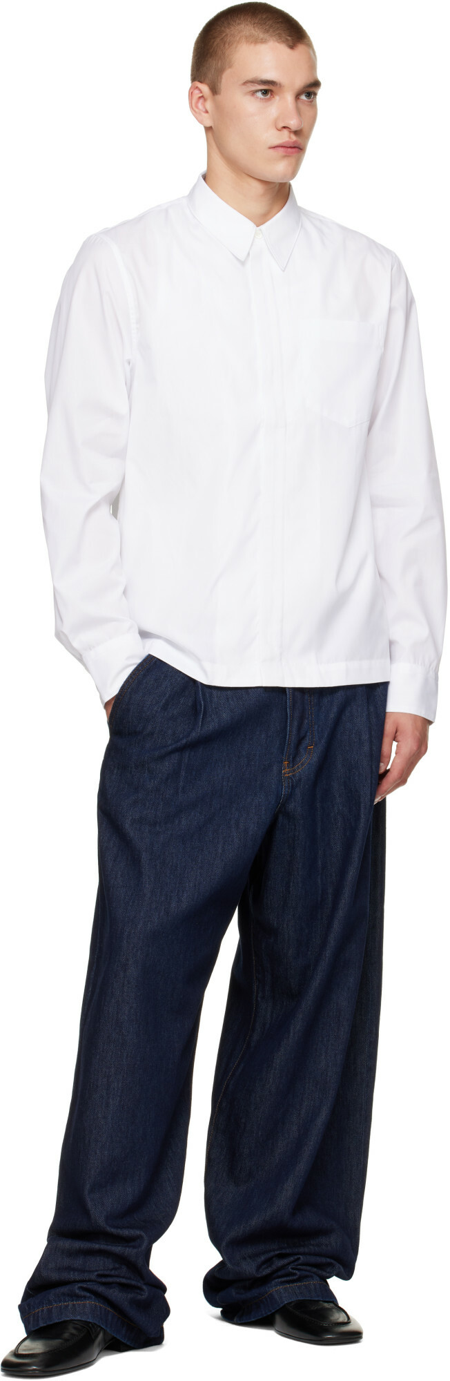 Dries Van Noten White Cotton Zip Shirt