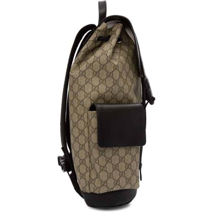 Gucci Beige/Black GG Supreme Canvas and Leather Backpack Gucci