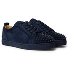 Christian Louboutin - Louis Junior Spikes Cap-Toe Suede Sneakers - Blue