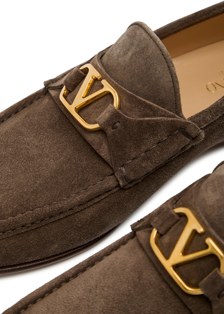 Valentino Garavani Signature Vlogo Suede Loafer Grey
