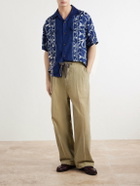 KAPITAL - Okura Camp-Collar Printed Linen Shirt - Blue