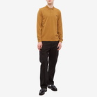 Fred Perry Men's Long Sleeve Plain Polo Shirt in Dark Caramel