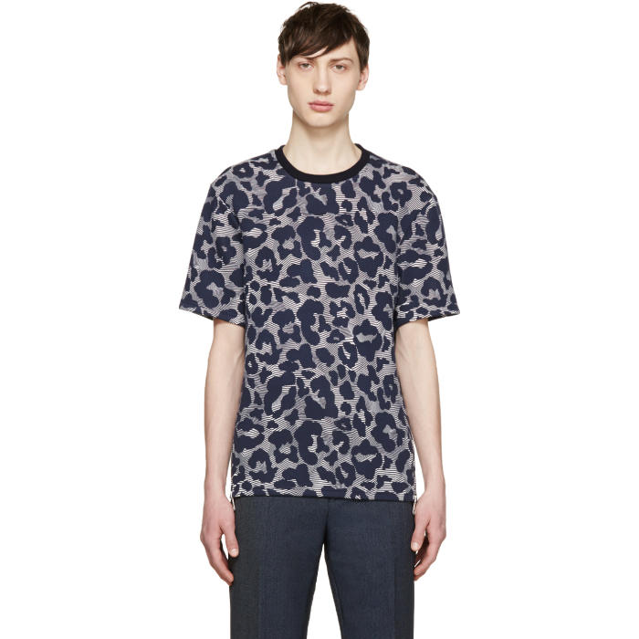 Photo: Neil Barrett Navy and Off-White Neoprene Leopard Pullover