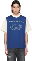 RICE NINE TEN Blue Switching T-Shirt