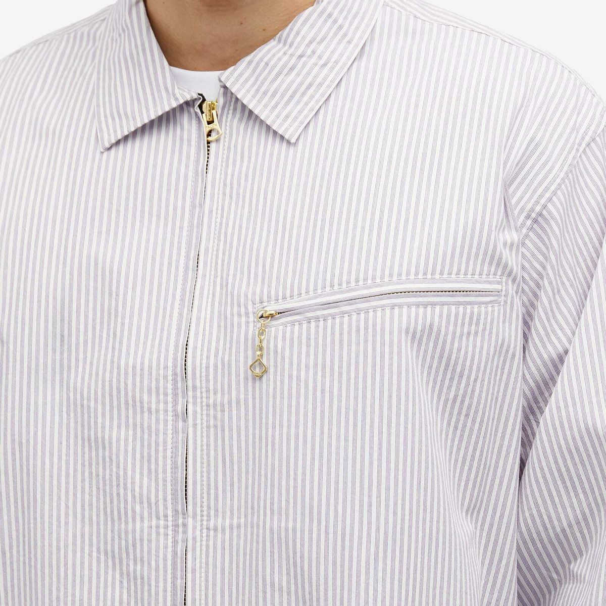 Garbstore Men's Grande Zip Stripe Shirt in Purple