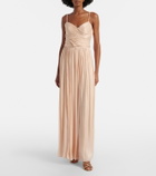 Costarellos Sireen caped embellished georgette gown