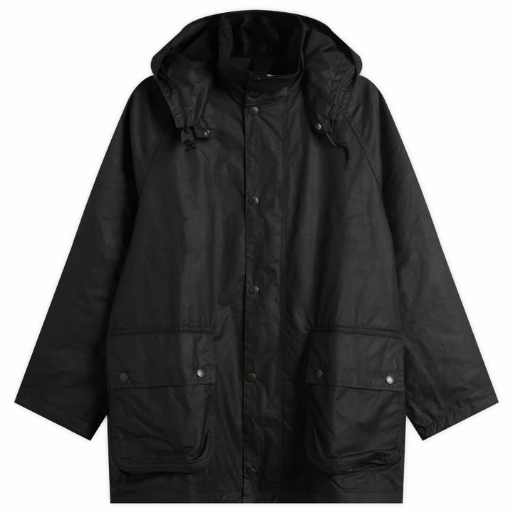 Photo: Barbour Men's x Margaret Howell Stand Collar Wax Parka Jacket in Black