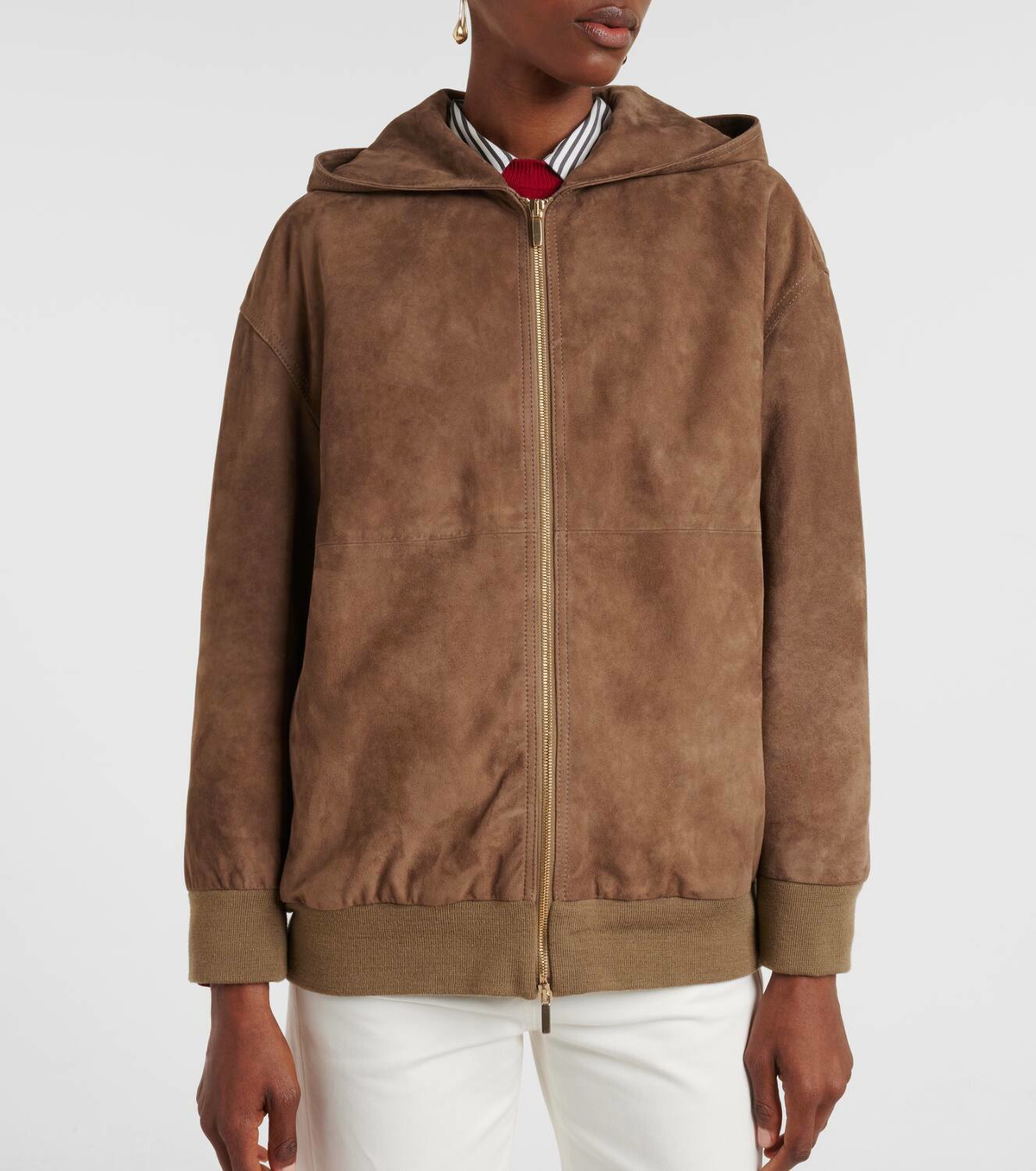 'S Max Mara Suede zip-up hoodie