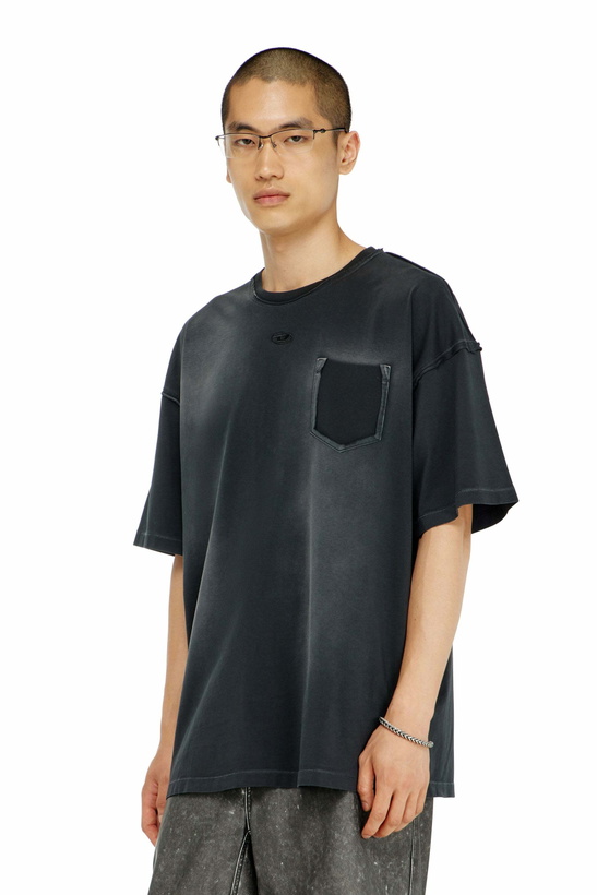 Photo: Diesel Faded T-shirt with ripped pocket detail - T-Shirts Mens in Black