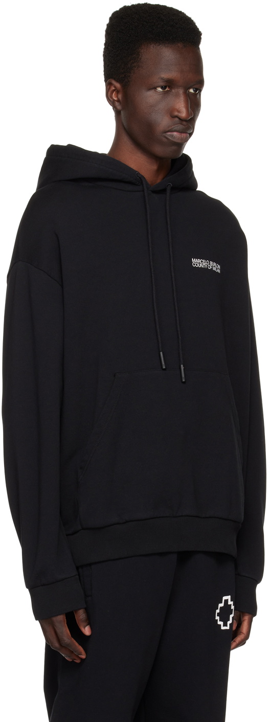 Marcelo Burlon County of Milan Black Tempera Over Cross Hoodie