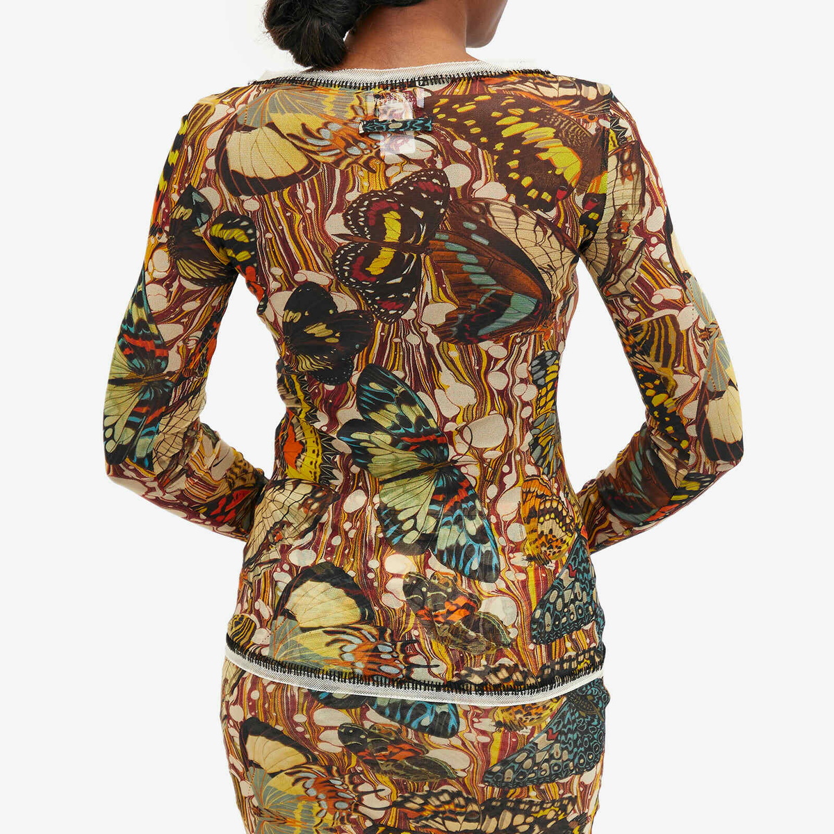 Jean Paul Gaultier Women's Butterfly Mesh Long Sleeve Top in