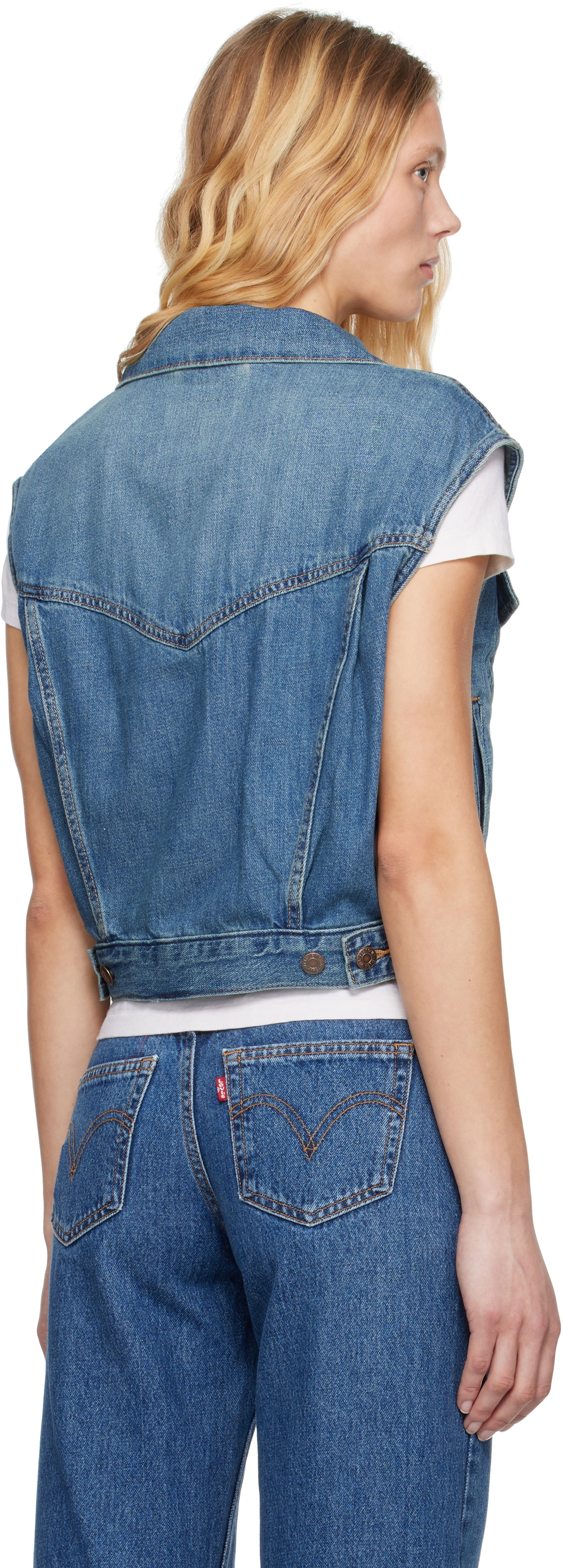 Levi's Blue Shrunken '90s Linen+ Lightweight Denim Vest