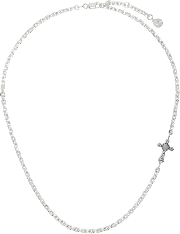Photo: Stolen Girlfriends Club SSENSE Exclusive Silver Gothic Side Cross Necklace