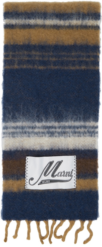 Photo: Marni Navy Striped Wool Scarf