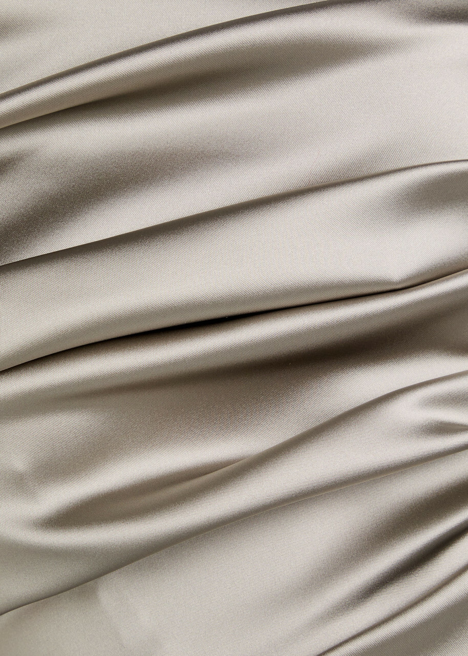 Talbot Runhof Ruched Satin Gown Oyster
