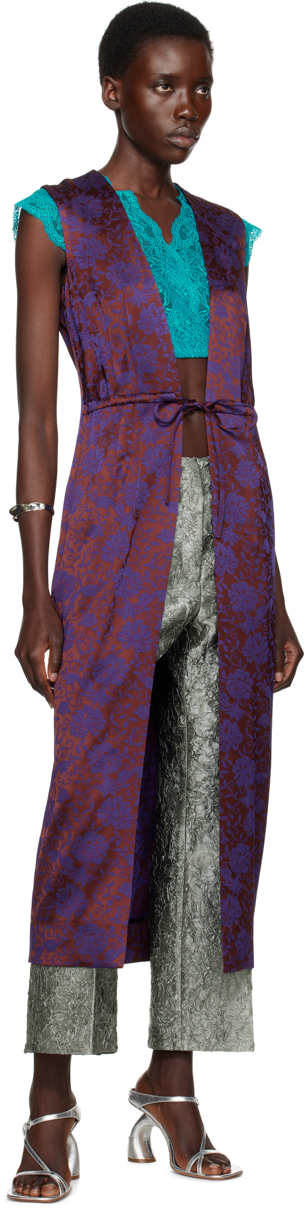 Dries Van Noten Burgundy Drawstring Vest