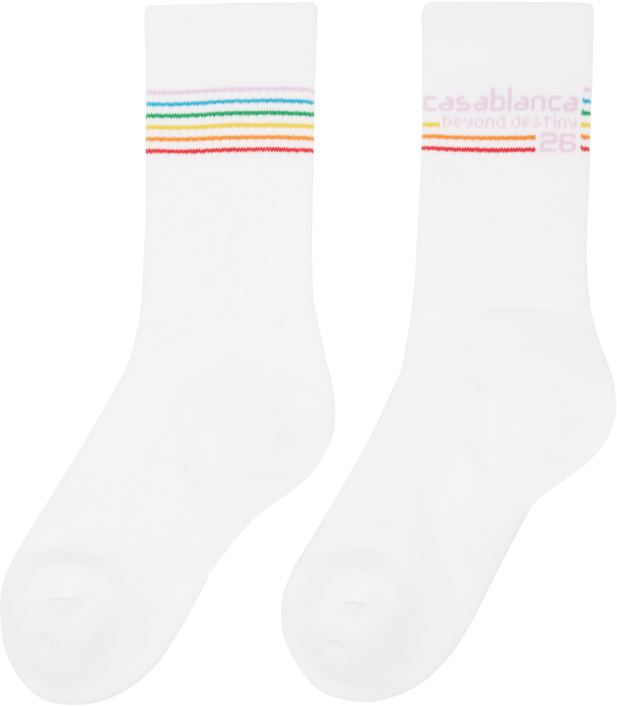Casablanca White Beyond Destiny Stripe Socks