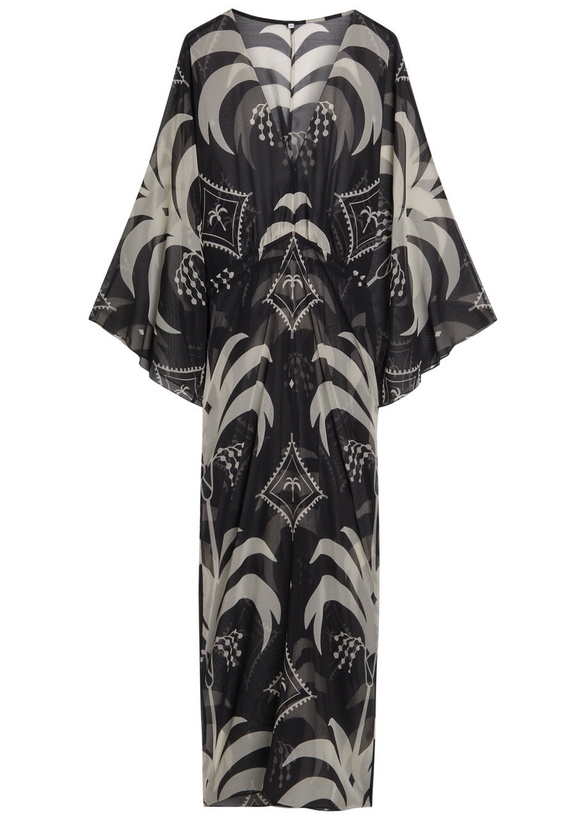 Photo: Johanna Ortiz Spiritual Healers Patterned Georgette Maxi Kaftan Black