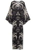 Johanna Ortiz Spiritual Healers Patterned Georgette Maxi Kaftan Black