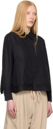 3.1 Phillip Lim Black Long Sleeve Flounce Hem Shirt