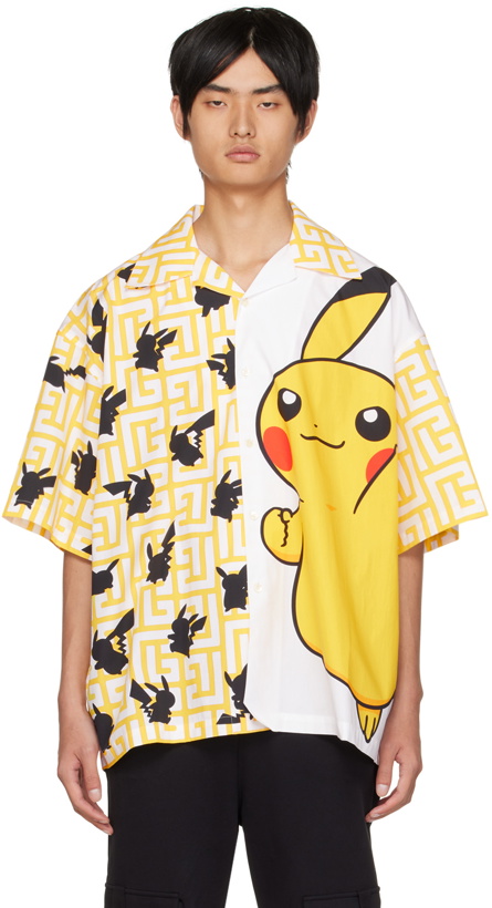Photo: Balmain Yellow & White Pokémon Edition Oversized Shirt