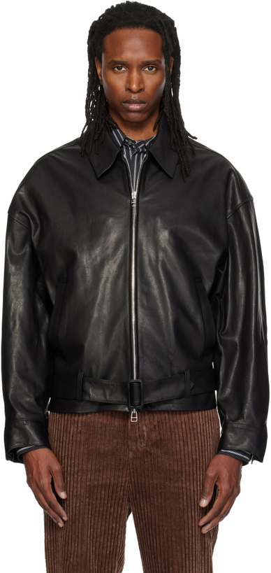 Photo: SOSHIOTSUKI Black Oiled Leather Blouson Jacket