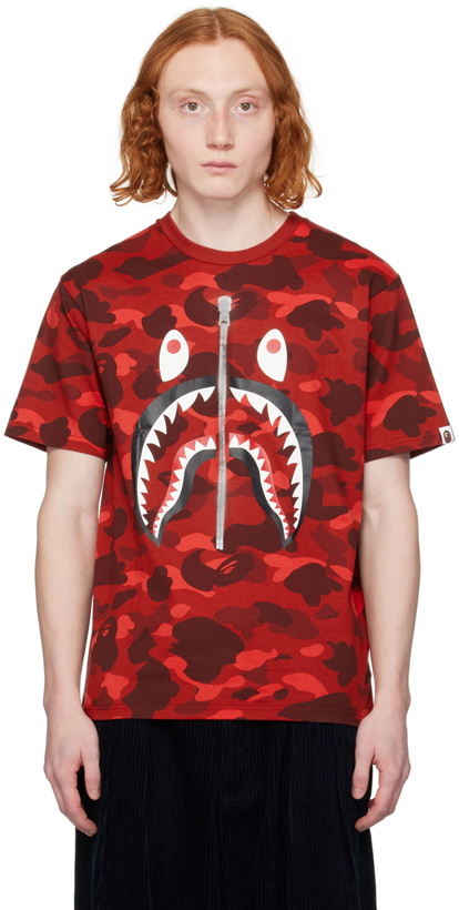 Photo: BAPE Red Color Camo Shark T-Shirt
