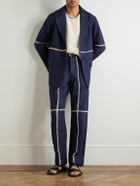Kartik Research - Rabari Straight-Leg Embroidered Textured-Wool Trousers - Blue