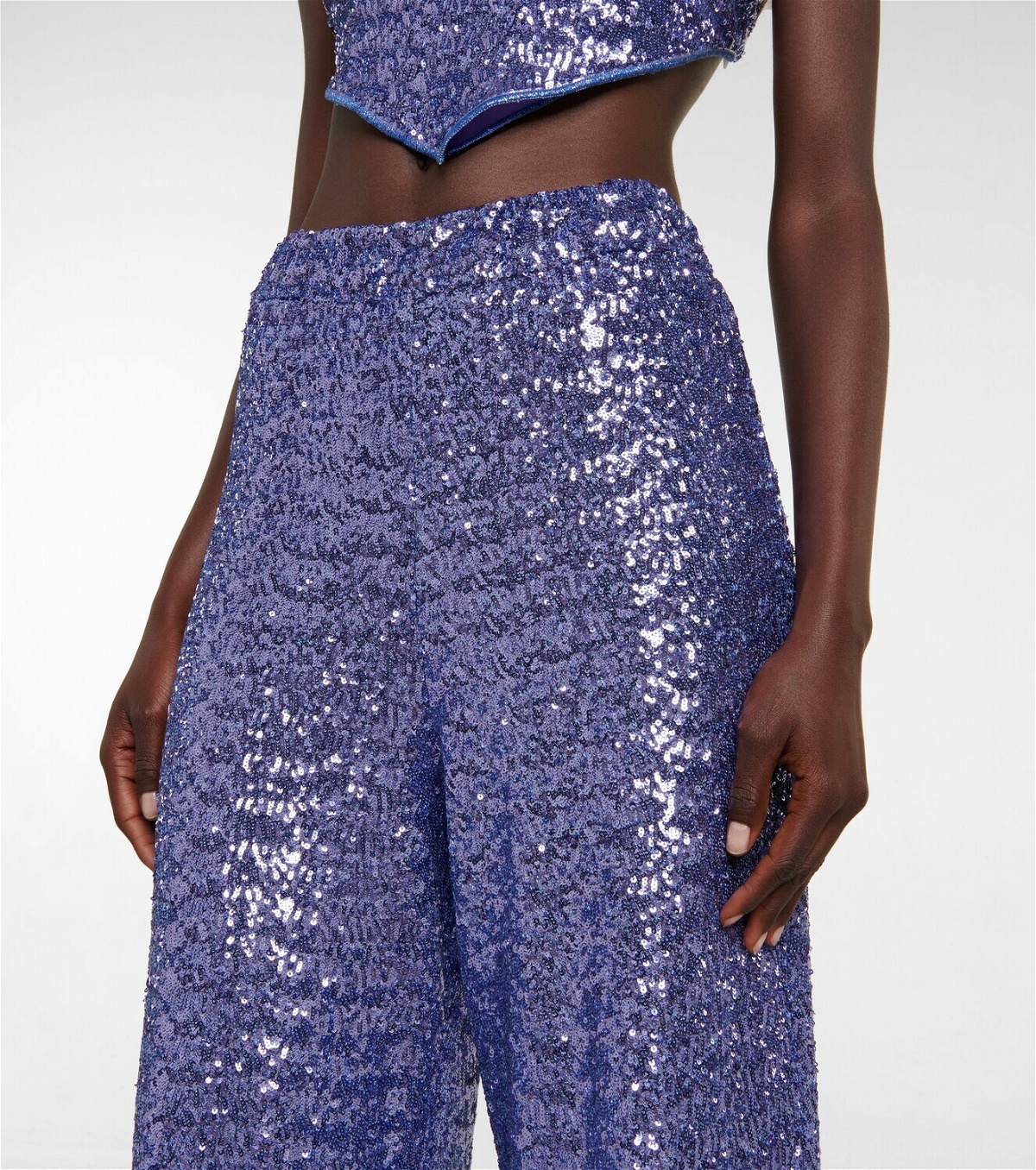 Oseree - Sequined high-rise wide-leg pants
