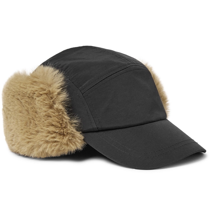 Photo: Paul Smith - Faux Shearling and Nylon Trapper Hat - Black