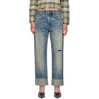 R13 Blue Cuffed Boyfriend Jeans
