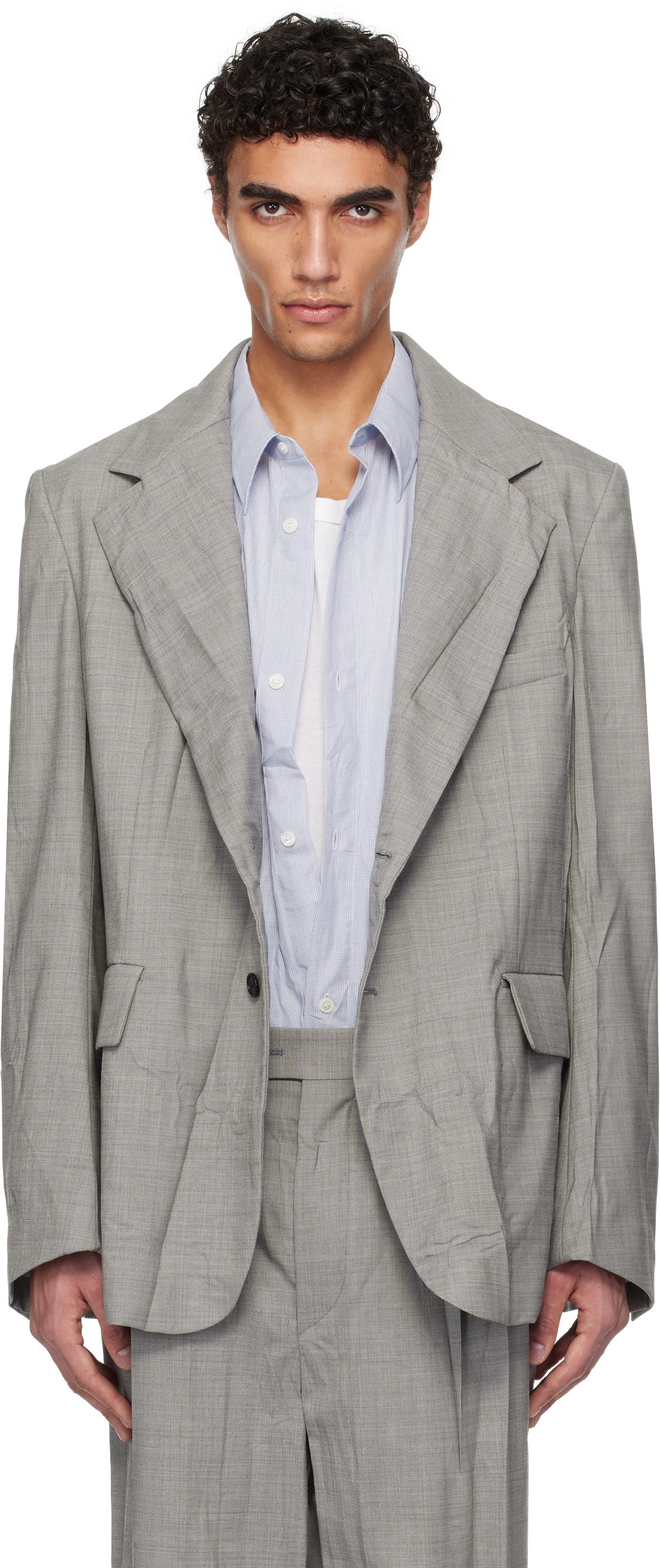 Hed Mayner Navy Double-Breasted Blazer Hed Mayner Hed Mayner Navy Double-Breasted Blazer Hed Mayner