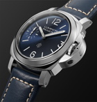 Panerai - Luminor Blu Mare Hand-Wound 44mm Stainless Steel and Leather Watch, Ref. No. PAM01085 - Blue