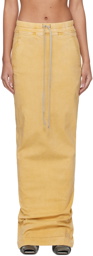 Rick Owens DRKSHDW Yellow Pull On Pillar Denim Maxi Skirt