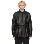 Juun.J Black Leather Shirt Jacket